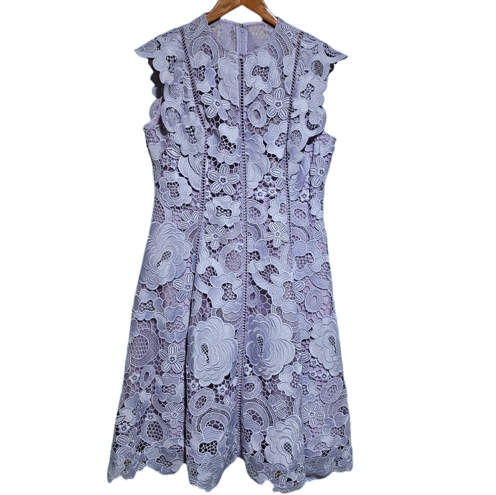 Lela Rose Corded Lace Mini Dress in Lilac Size 12 NWT